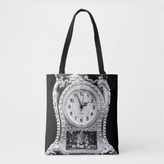 Vintage Silver Clock Tote Bag
