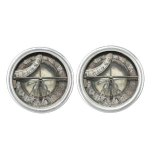 Vintage Silver Compass image pewter Cufflinks