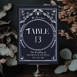 Vintage Silver Elegant Mystical Tarot Wedding Table Number<br><div class="desc">Elegant and modern wedding design inspired by a tarot card. NOTE: The silver featured in this design is NOT real foil. Items are printed exactly as they appear on your screen when you add to the cart, so personalize and add each table number you need and add to your cart...</div>