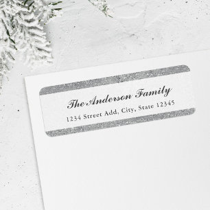 Vintage Silver Glitter Christmas Return Address Label
