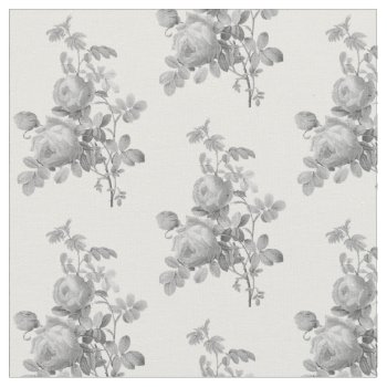 Vintage Silver Gray Roses Pretty Monochrome Floral Fabric by Flissitations at Zazzle