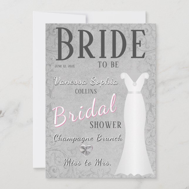 Vintage Silver Magazine Cover Bridal Shower Invitation (Front)