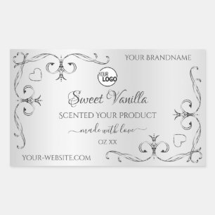 Vintage Silver Product Labels Ornate Corners Logo