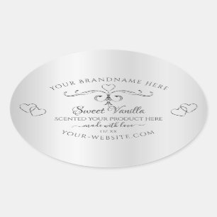 Vintage Silver Product Labels Ornate Decor Hearts