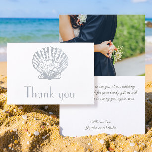 vintage silver seashell - Thank you Foil Card