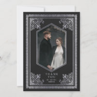 Vintage Silver Victorian Wedding Photo Thank