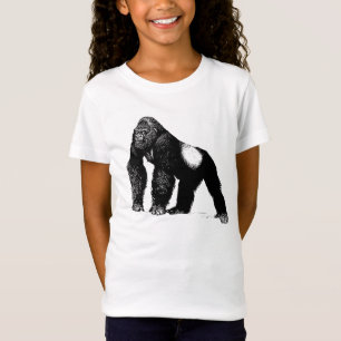 Vintage Silverback Gorilla Illustration, Black T-Shirt