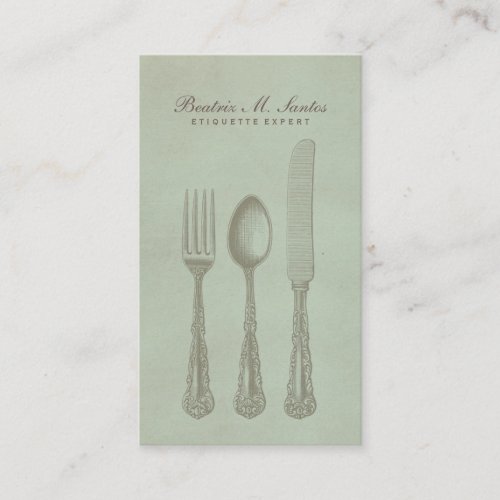 Vintage Silverware Cool Fork Spoon Knife Simple Business Card