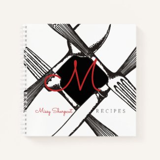 Vintage silverware monogram recipe cookbook