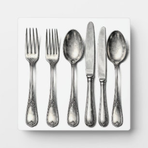 Vintage Silverware Ornate Flatware Kitchen  Plaque
