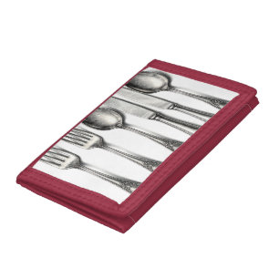 Vintage Silverware Ornate Flatware Kitchen Tri-fold Wallet