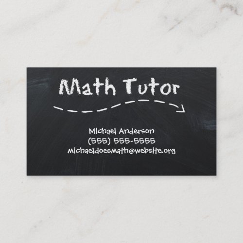 Vintage Simple Black White Math Tutor Chalkboard Business Card