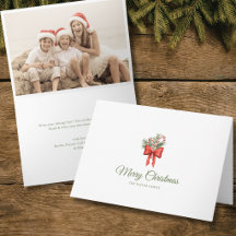 Vintage Simple Candy Cane Bow Merry Christmas