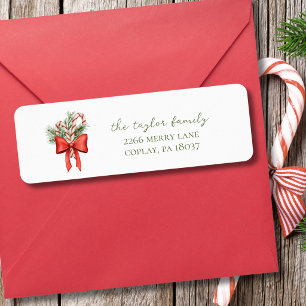 vintage simple candy cane Christmas address return Label