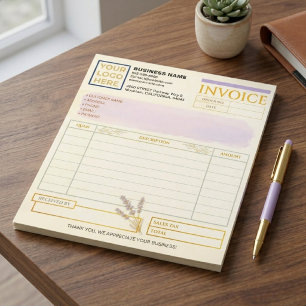Vintage Simple Client Sales Invoice Form with Logo Notepad