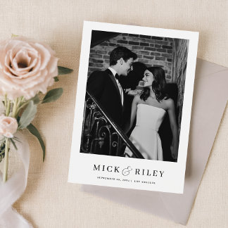 Vintage Simple Elegant Text and Photo Wedding Save The Date