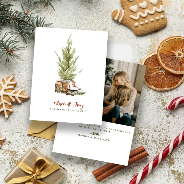 Vintage Simple Family Christmas Photo Holiday Card (Creator Uploaded)