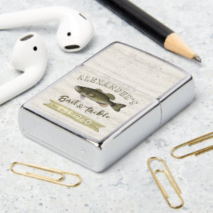 Vintage Simple Fisherman Bait and Tackle Sign Zippo Lighter