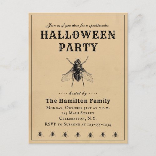 Vintage Simple Halloween Party Invitation Postcard