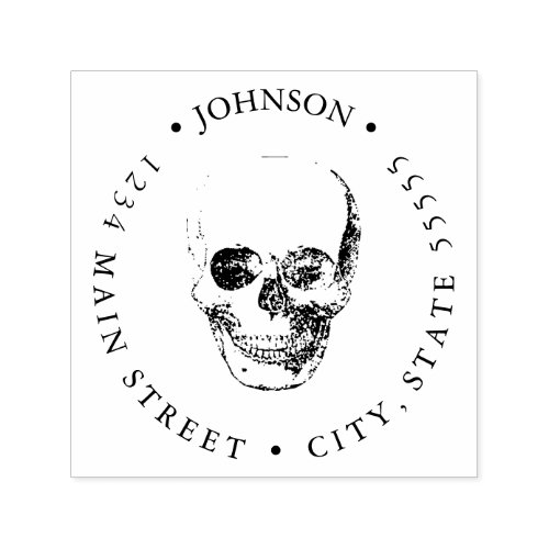 Vintage Simple Human Skull Return Label Self_inking Stamp