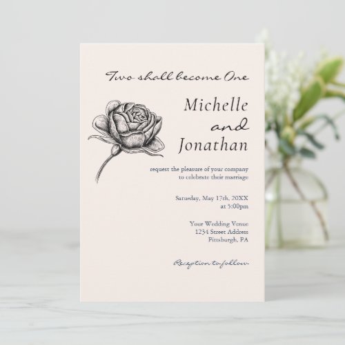 Vintage Simple Rose Floral Christian Wedding Invitation