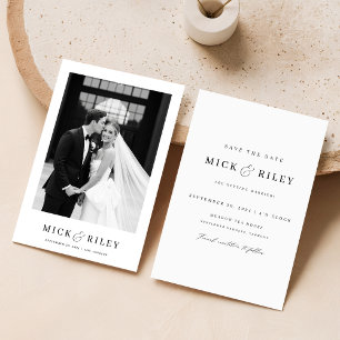 Vintage Simple Text and Photo Wedding Save The Date