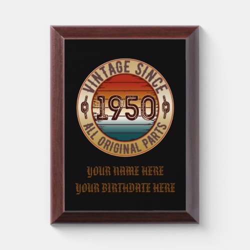 vintage since 1950 all original parts award plaque