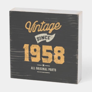 Vintage Since 1958 Birthday Gift Wooden Box Sign