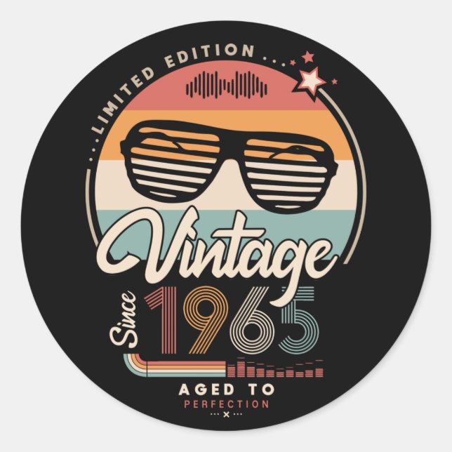 Vintage since 1965 classic round sticker (Front)