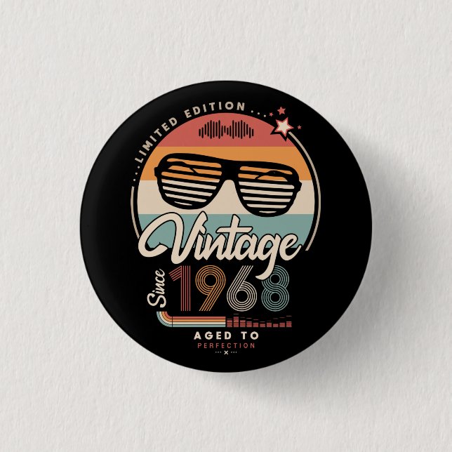 Vintage since 1968 button (Front)