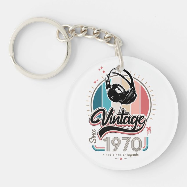 Vintage since 1970 headphones keychain (Front)