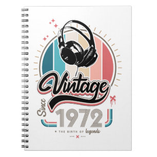 Vintage since 1972 headphones notebook