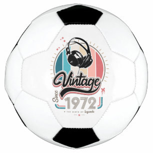 Vintage since 1972 headphones soccer ball