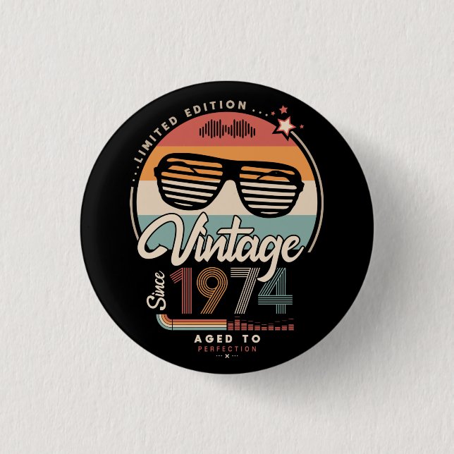 Vintage since 1974 button (Front)