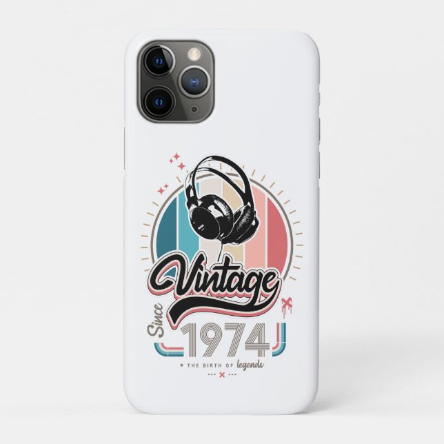 Vintage since 1974 headphones Case-Mate iPhone case (Back)