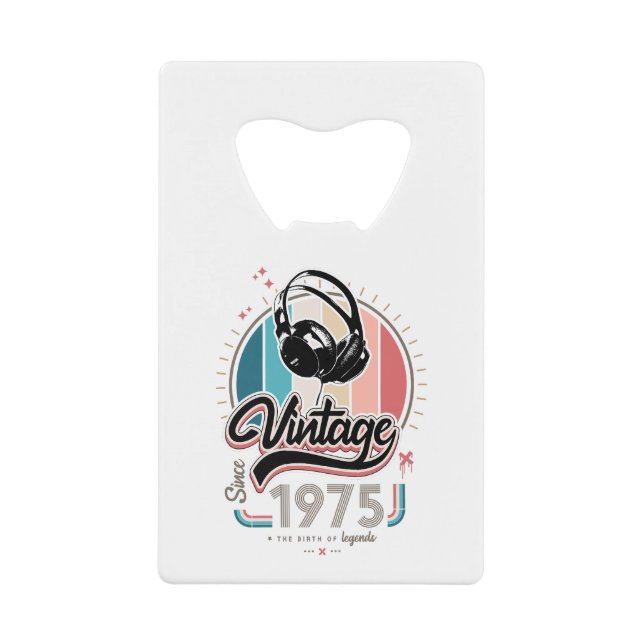 Vintage since 1975 headphones credit card bottle opener (Front)