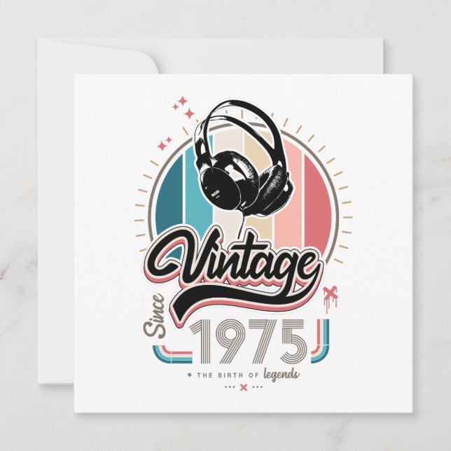 Vintage since 1975 headphones holiday card (Front)