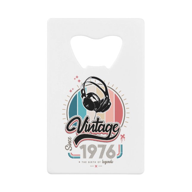 Vintage since 1976 headphones credit card bottle opener (Front)