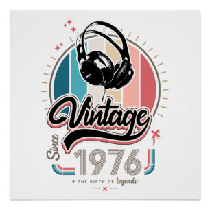 Vintage since 1976 headphones poster