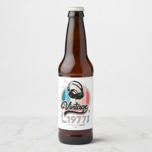 Vintage since 1977 headphones beer bottle label