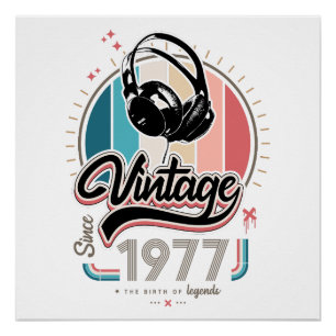 Vintage since 1977 headphones poster