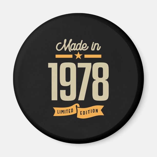 Vintage Since 1978 Birthday Gift Magnet (Front)