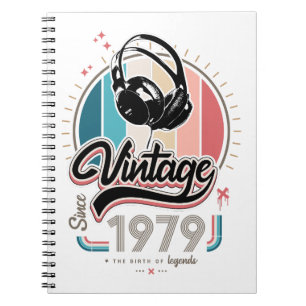 Vintage since 1979 headphones notebook