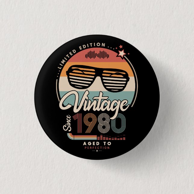 Vintage since 1980 button (Front)