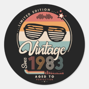 Vintage since 1983 classic round sticker