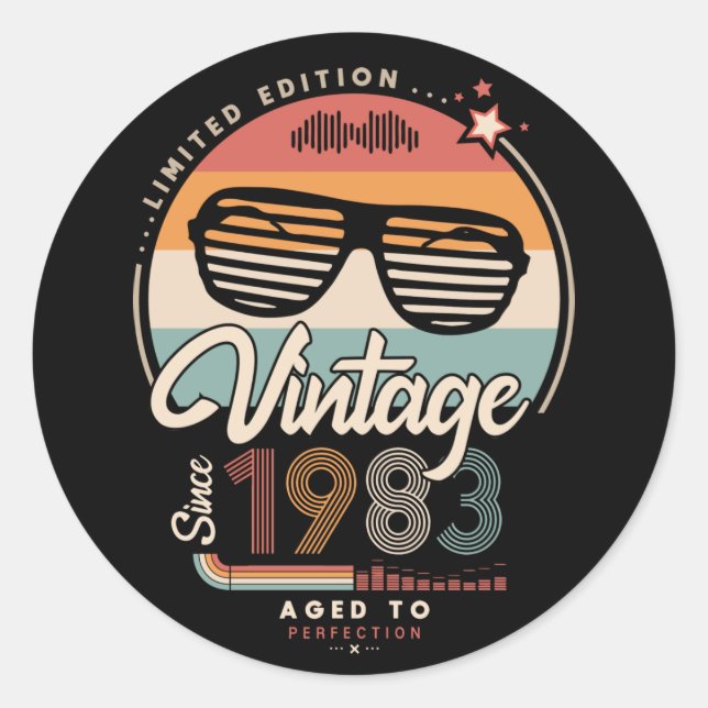 Vintage since 1983 classic round sticker (Front)
