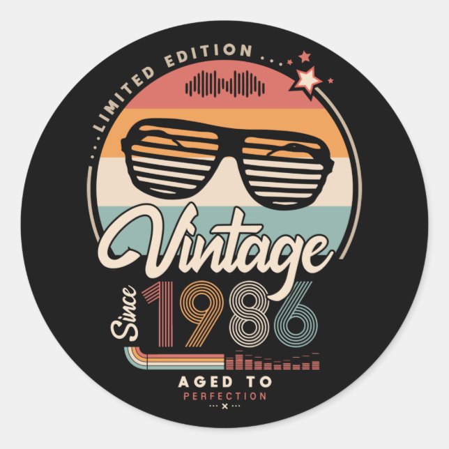 Vintage since 1986 classic round sticker (Front)