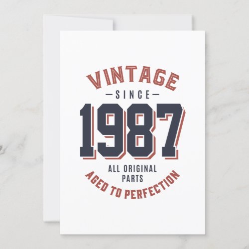 Vintage Since 1987 Birthday Gift Invitation