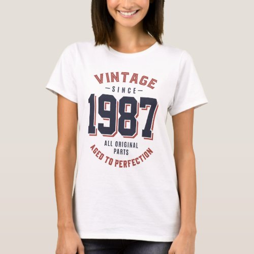 Vintage Since 1987 Birthday Gift T_Shirt