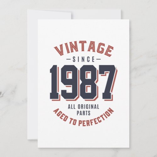 Vintage Since 1987 Birthday Gift Thank You Card